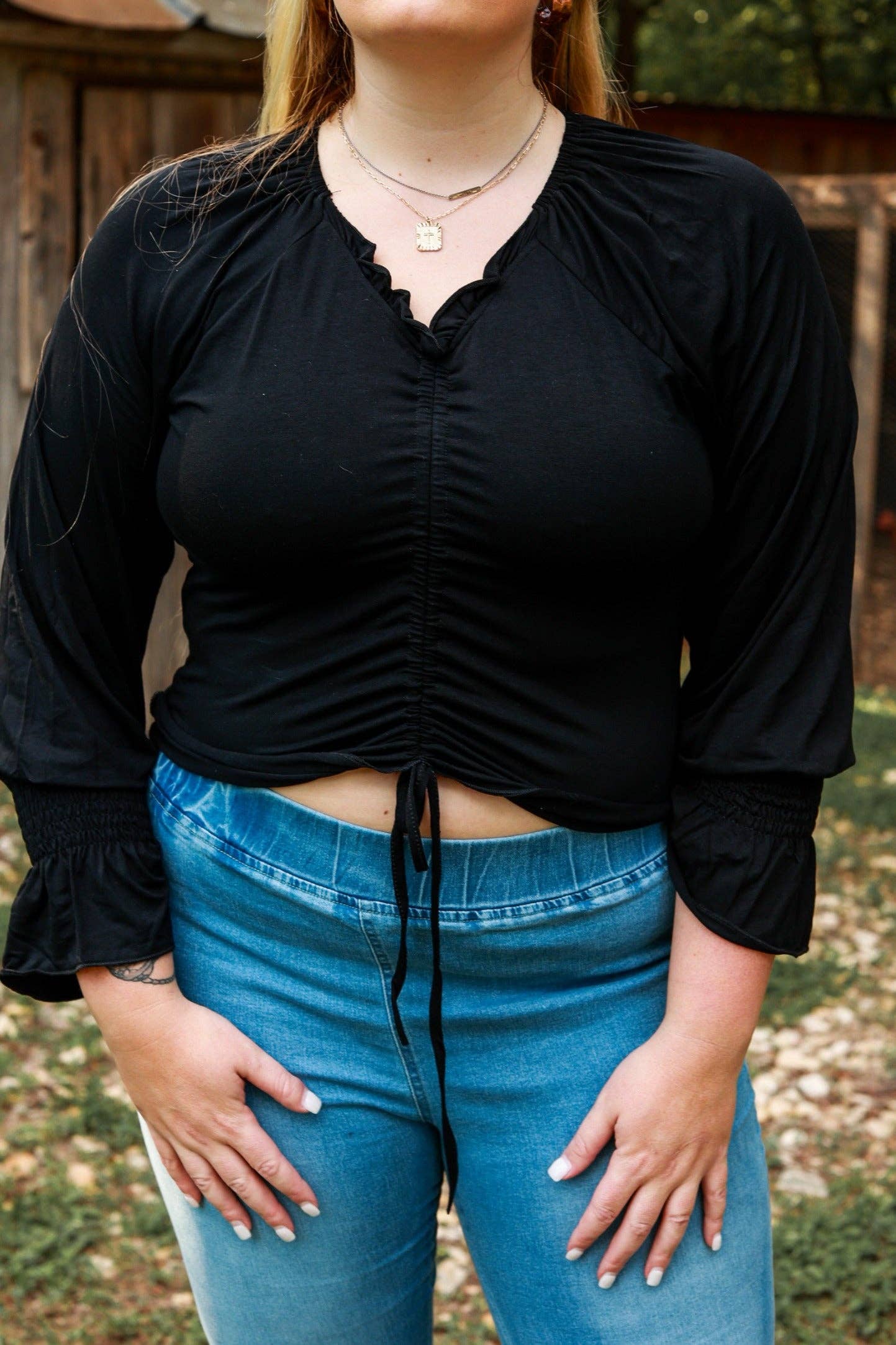 Let's Go Ladies Contemporary Top in Black for wholesale on Faire5