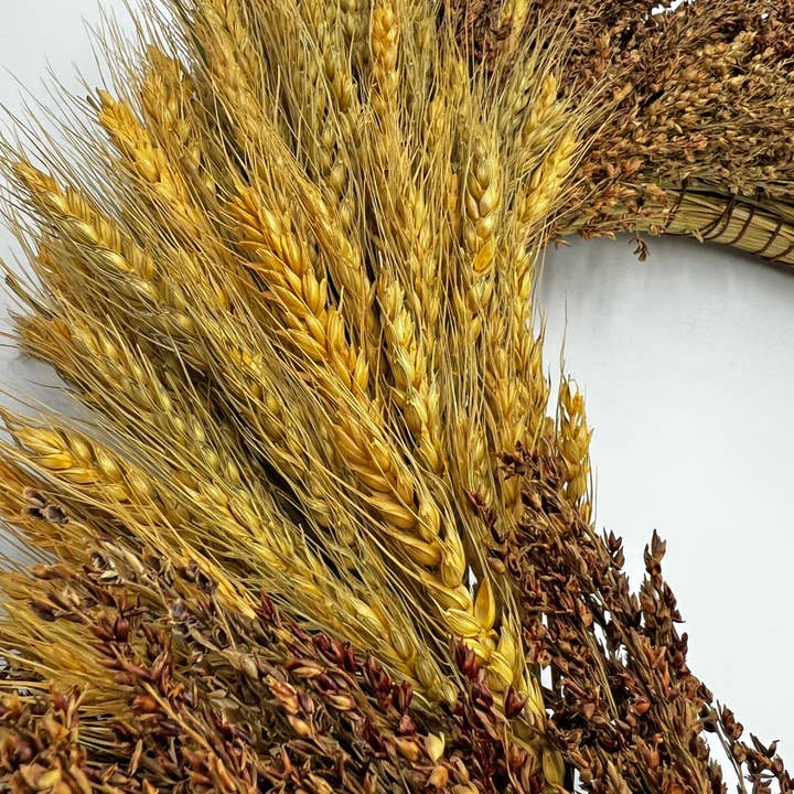 2626 Designs - Wholesale Wreath - Fall Autumn Wreath - Real Dried Preserved Wheat and Sorghum3
