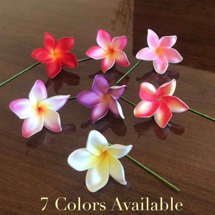 OpalHaus - Wholesale Artificial flowers - Plumeria Foam Flower with Stem White Pack of 10 pcs 2.25"1