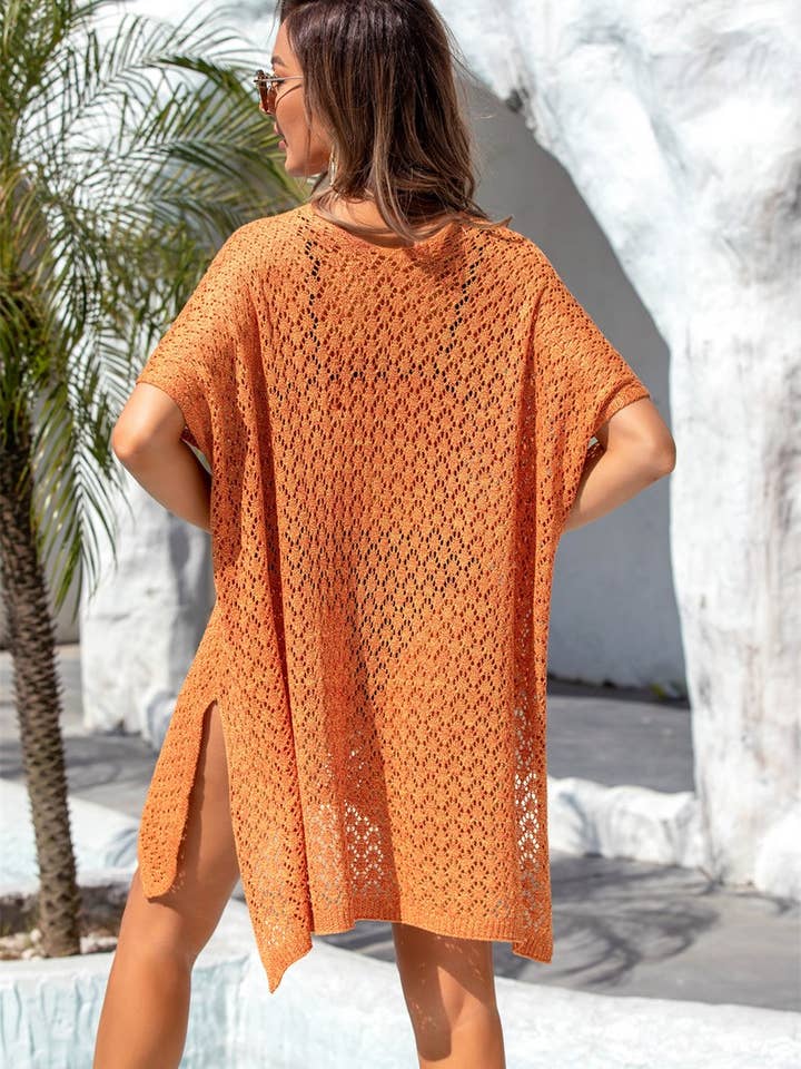 Lily Clothing - Wholesale Swim Cover Up - Women's - V-NECK BEACH TOP WITH HOLLOWED OUT DESIGN_CWTSTS01585