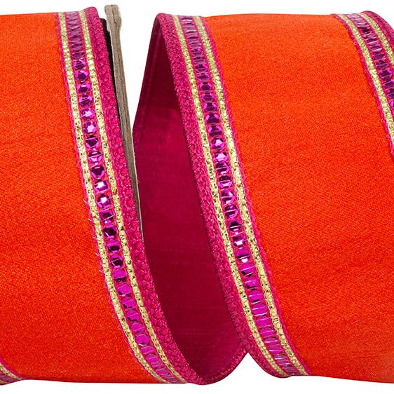 Bord rayé à sequins Dupioni Deluxe Wired Edge pour la vente par RELIANT RIBBON