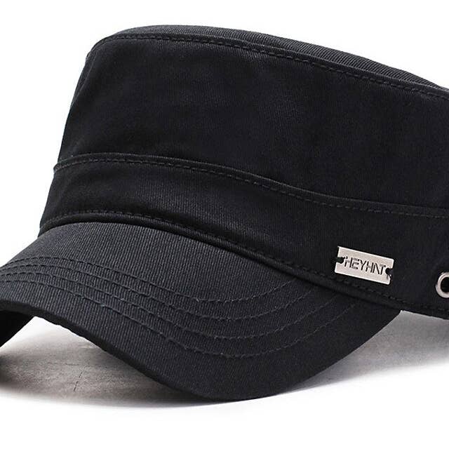 Ecovear - Wholesale Baseball Cap - Men's - Men's Military Cap Cadet Hat Black Army Green Polyester Pure Color Fashion Classic & Timeless Chic & Modern Outdoor Daily Pure Color Portable Breathable