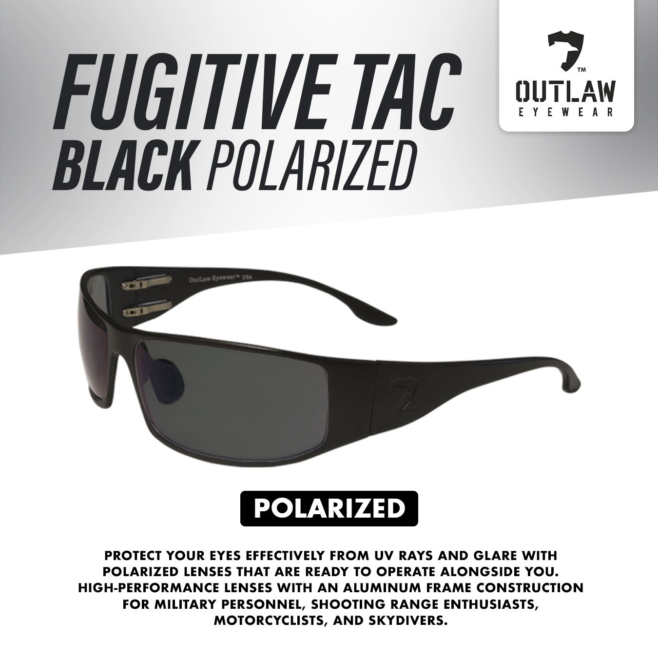 OutLaw Eyewear - Venta al por mayor Gafas de sol - Hombre - Fugitive TAC negro/polarizado - ANSI Z87.1-20155