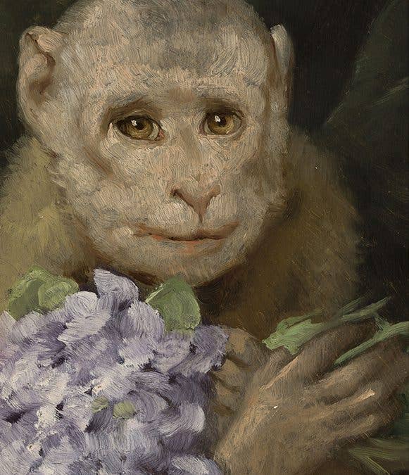 Laqueprint – wholesale Art print – Laqueprint, Monkey with a Bouquet of Violets - Gabriel von Ma...5