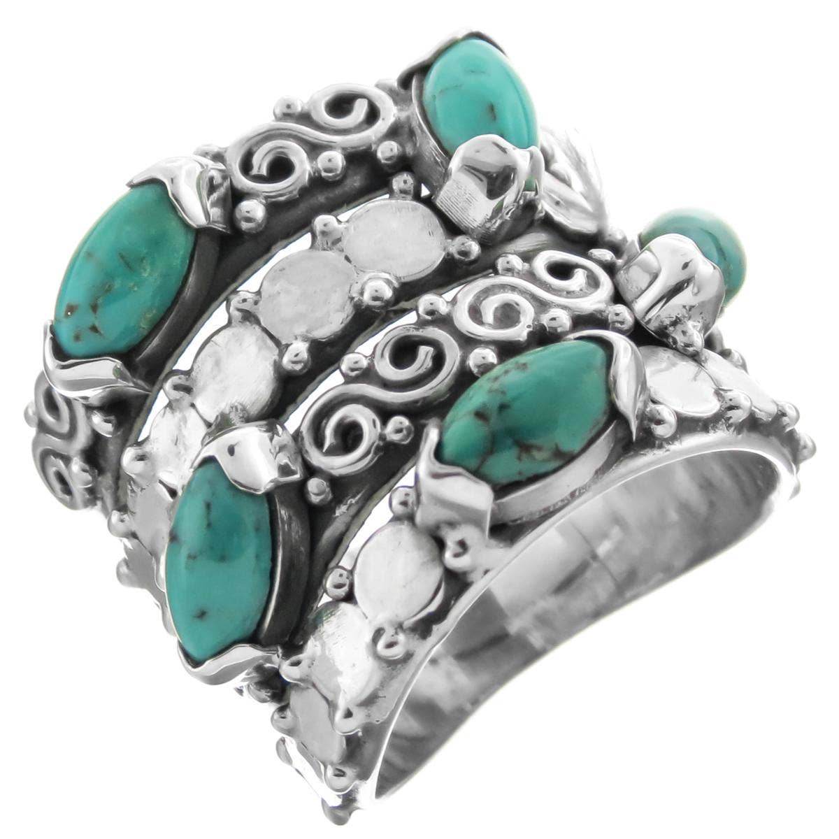 FifiRose - Vendita all'ingrosso Anelli cocktail/statement - Anello impilabile in filigrana d'argento marquise turchese 925, 3/4"0