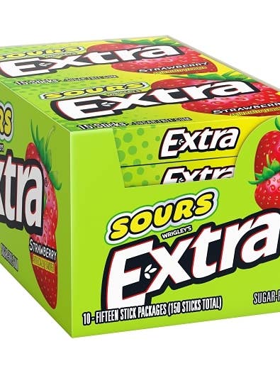 (S1-06) US - Chewing-gum - Wrigley Extra Fraise Acidulée x 10 unités pour la vente par iSweet.ca