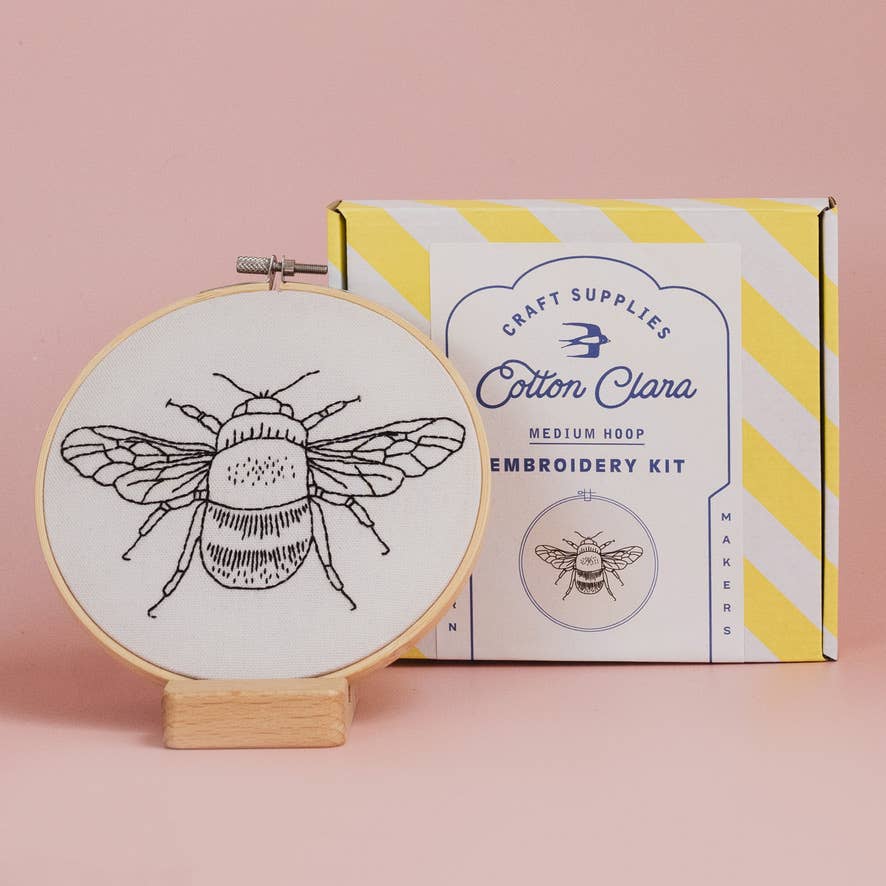 Cotton Clara Craft Kits & Supplies – wholesale DIY craft kit – Bumble Bee Beginner Embroidery Hoop Kit - DIY Craft Kit0