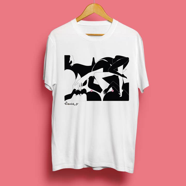 Black and White Magic Kiss T-shirt for wholesale by Erostick