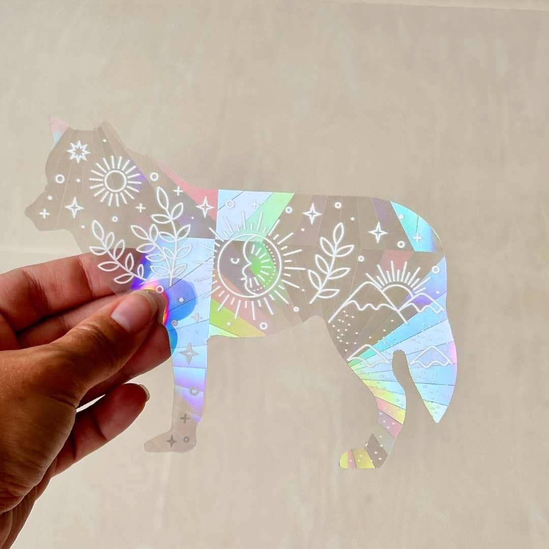 LilAryenne | Jewelry & Suncatchers - Wholesale Sticker - Luna Wolf Suncatcher Window Sticker1