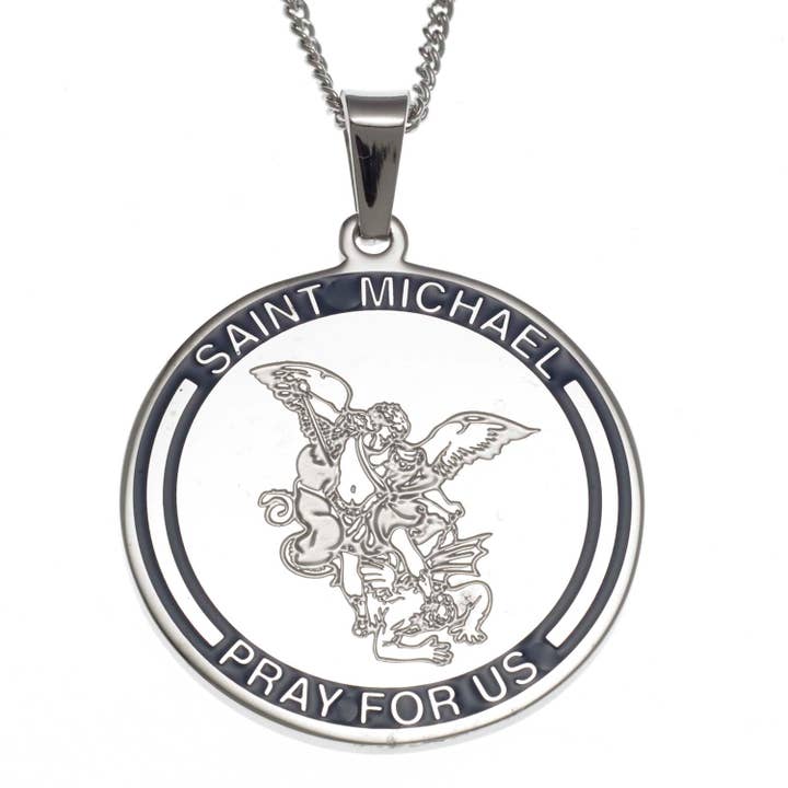 Saint Michael Archangel Pendant Necklace Stainless Steel for wholesale by Joyful Sentiments