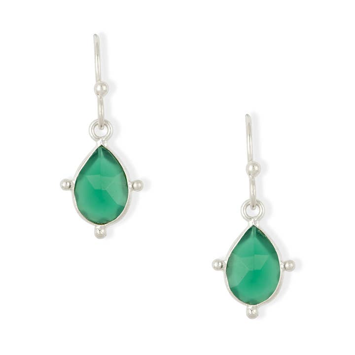 Schneeglöckchen Silber Grüner Onyx Ohrringe für den Großhandel von Ashiana London