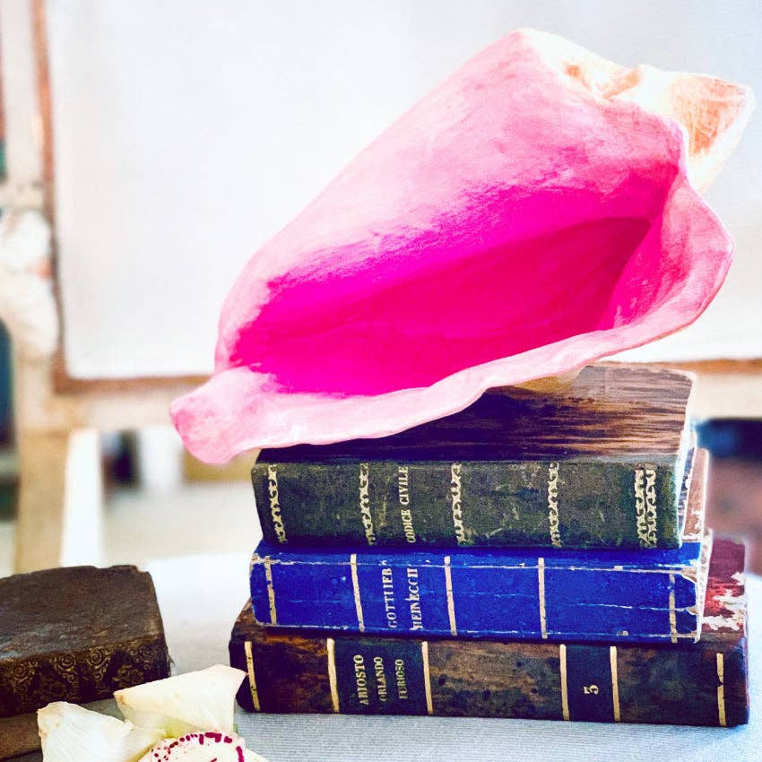 PINK PAMPAS - Wholesale Decorative Tabletop Object - Mexican handmade papier mache decoration Conchiglia0