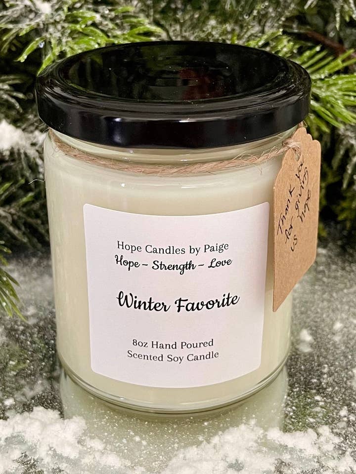 Bougie de soja - Coulée à la main - Bougie Hope - Favorite d'hiver - 100% soja - Bougie pour la vente par Hope Candle by Paige