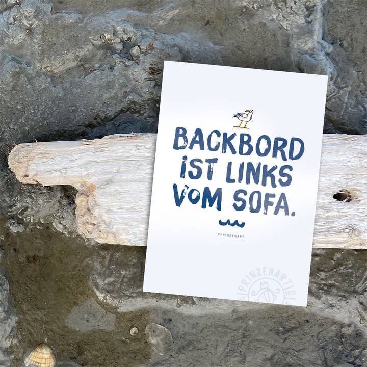 Postcard "Port Side" | Funny Quotes from the Sea for wholesale by Prinzenart