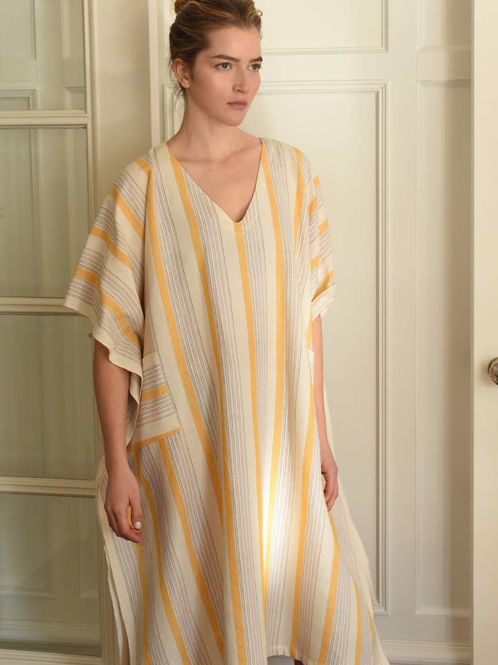 Yellow Ivory Montauk V-Neck Kaftan for wholesale by HOME & LOFT