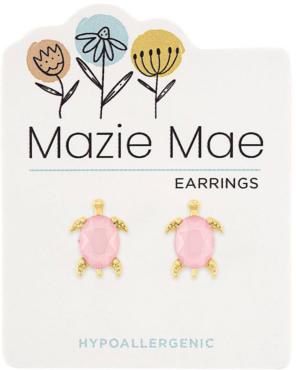 Center Court - Wholesale Stud/Post Earrings - Mazie Mae Earring: Gold Rosewater Opal Turtle Stud Earring0