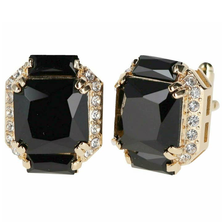 Dubal Brothers - Wholesale Cufflinks - Vittorio Vico Rectangular Colored Diamond Flanked Crystal Cufflinks (CL 74XX) by Classy Cufflinks