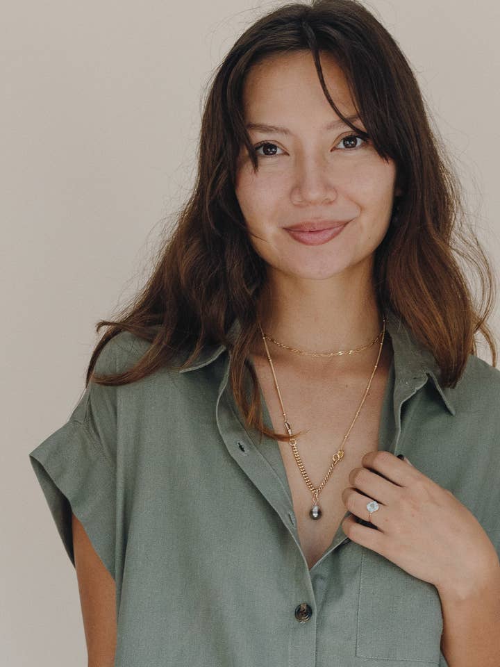 Boxy Button-up - Olive Grove for wholesale by Wings Hawaii