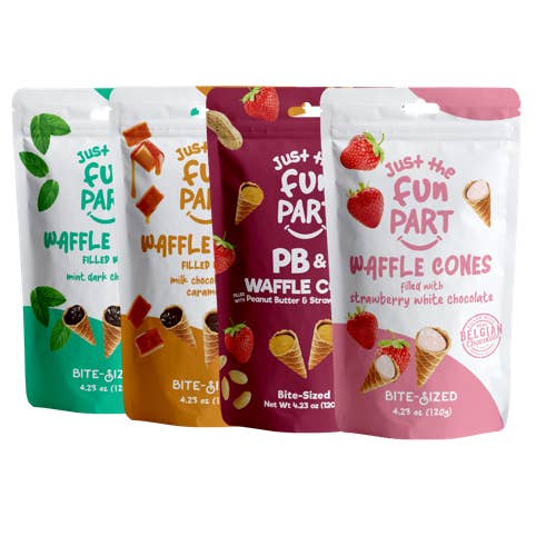 Just the Fun Part - Wholesale Chocolate Covered Sweets - New Variety Pack - Mint & Cookie Butter & PB&J & Strawberry