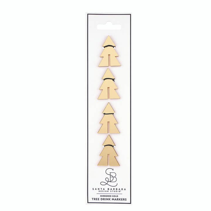 Santa Barbara Design Studio by Creative Brands - Wholesale Wine/Cocktail Glass Markers - Mirrored Gold Tree Drink Markers - Set of 41