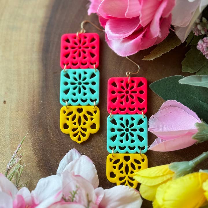 Pendientes mexicanos de papel picado, joyería latina para venta al por mayor de Skye Eclisse Jewelry