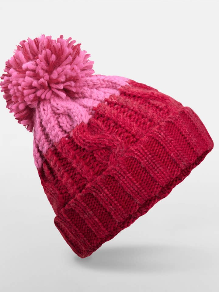 Gorro Beechfield Apres, unisex, tejido trenzado pesado, pompones, 9 colores, talla única para venta al por mayor de Logo Free Clothing
