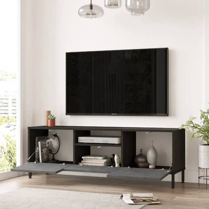 MEUBLES KIT - Wholesale Console tafel - Tv-meubel op de grond hout en zwart