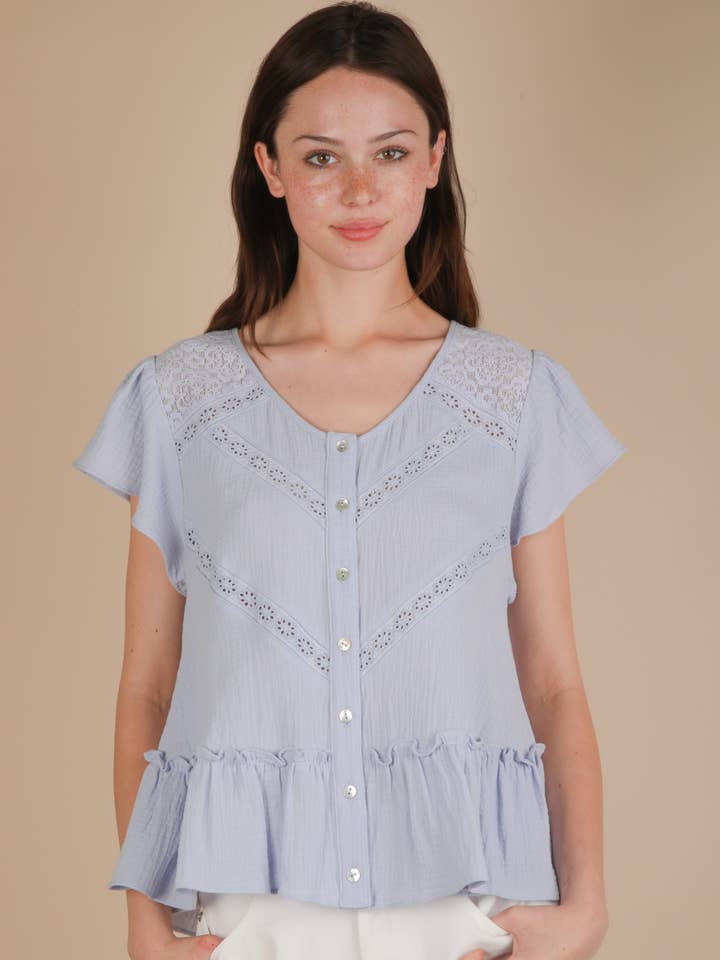 NT12176-Chemisier en Maille avec Détail en Dentelle et Boutons pour la vente par VERY J