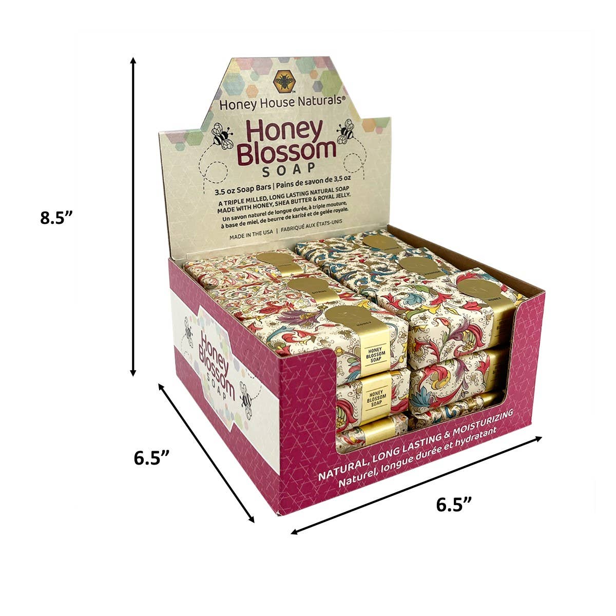 Honey House Naturals - Wholesale Bar Soap - Florentine Paper Wrapped Soap Display - 18ct6