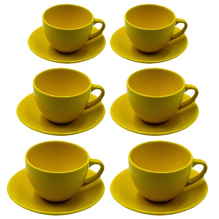 Vacchetti - Wholesale Coffee Mug - Romeo Yellow Tea Cup Set 6 Pieces with Saucer1