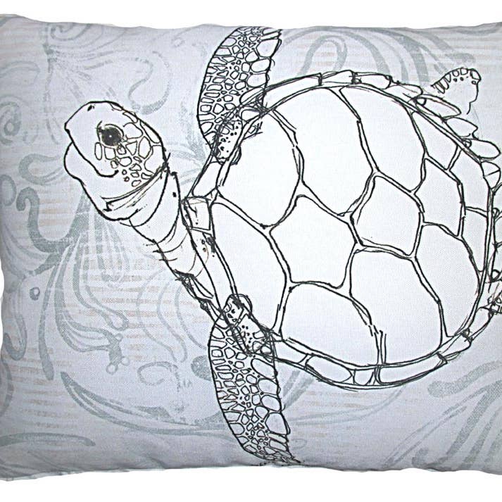 Pillow - Sea Turtle on Gray - indoor / outdoor cushion for wholesale by Magnolia Casual