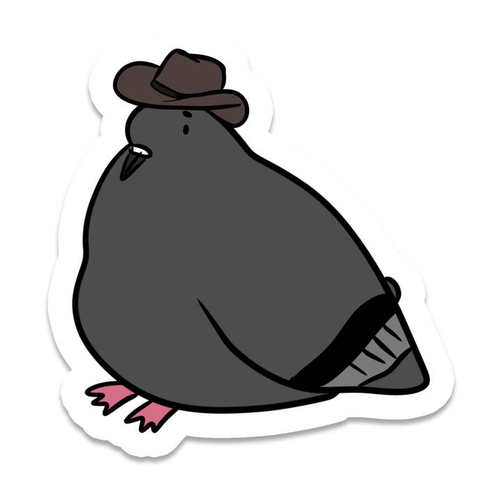 Adesivo Piccione Cowboy | Animale | Adesivo Impermeabile | 2,5" per la vendita all'ingrosso da parte di Rebel and Siren Stickers