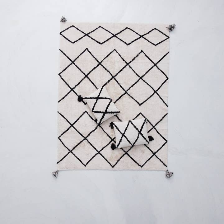 Cotton Berber Black Rug for wholesale by Oh Happy Home