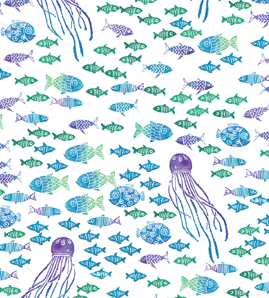 kuki - Wholesale Flat Wrap - “Fish & Sea” wrapping paper3
