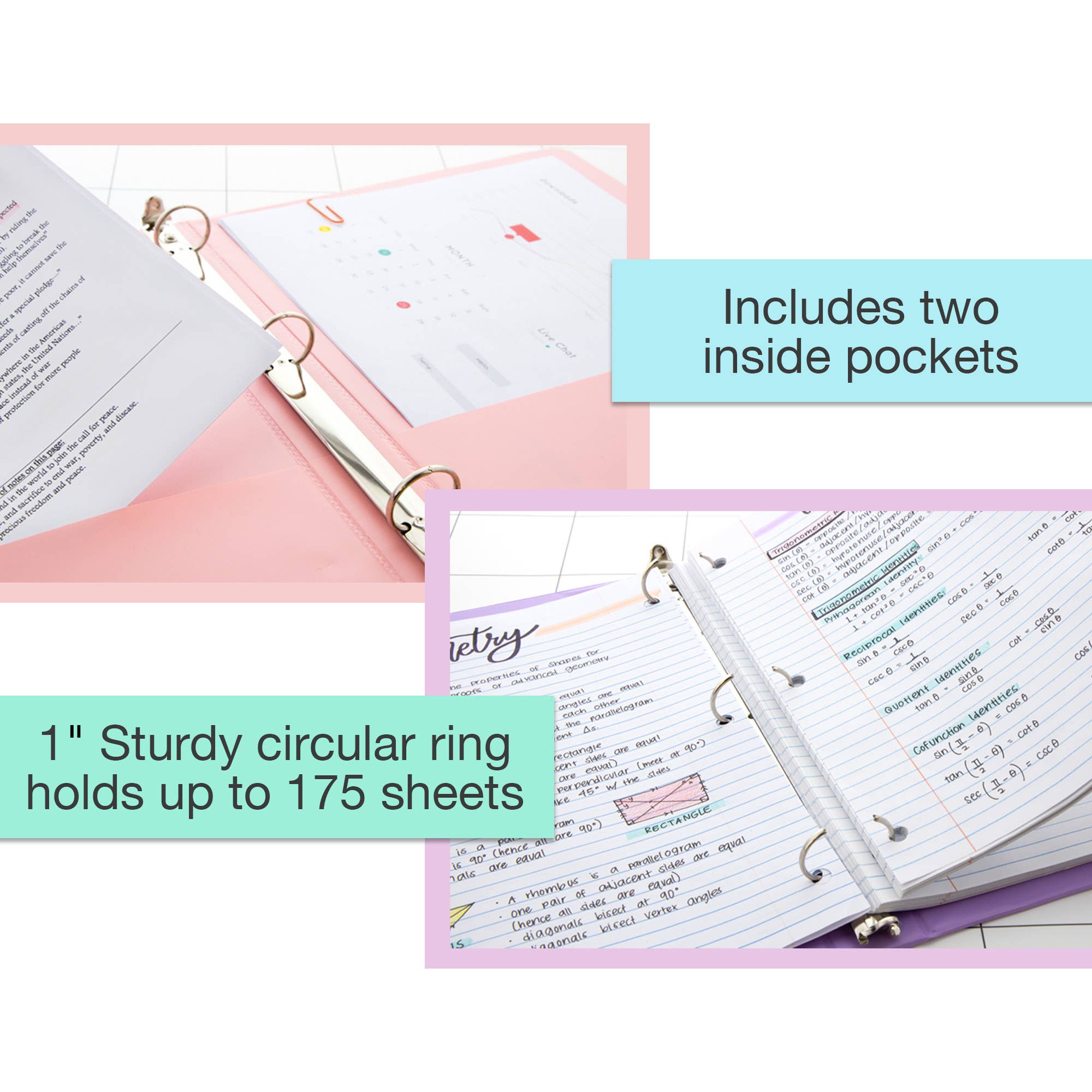 BAZIC Products - Wholesale Binder - Binder View 1" Asst. Pastel Color 3-Ring w/ 2-Pockets2