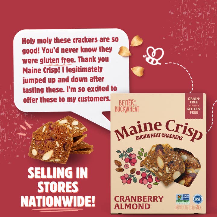 Better with Buckwheat | Maine Crisps - Wholesale Crackers - Cranberry Almond Crisps | Gluten-Free Crackers | Charcuterie14