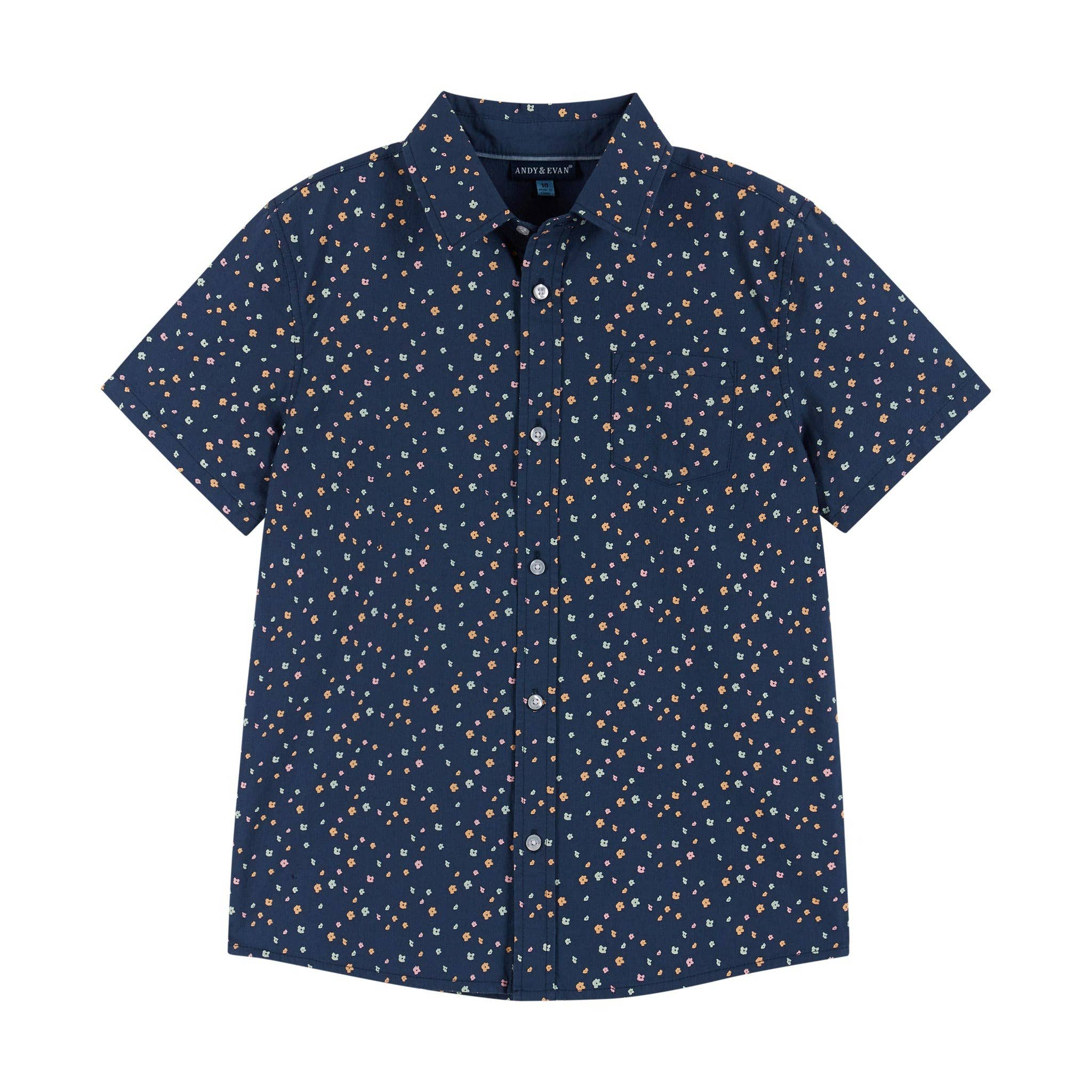 Navy Floral Boys Tween Button-down Shirt for wholesale on Faire0