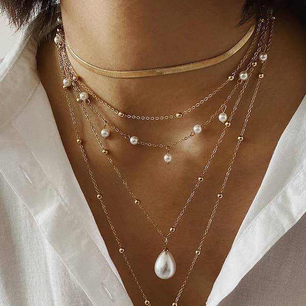 Collier à chaînes géométriques original Vintage Statement pour la vente par OceanusSwim