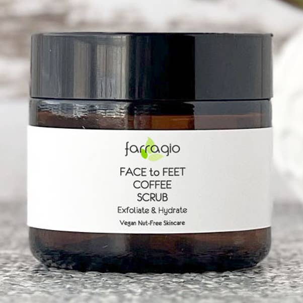 All-Natural Face to Feet Coffee Scrub, 2 oz for wholesale by farragio