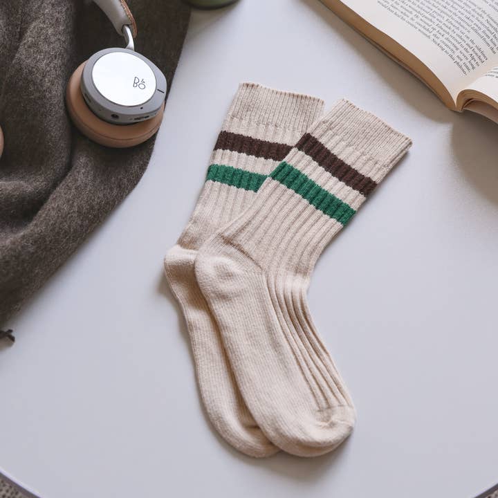 Happy Knits - Wholesale Socks - Women's - Retro Striped Socks - Knitted Cotton Crew Socks For Women2