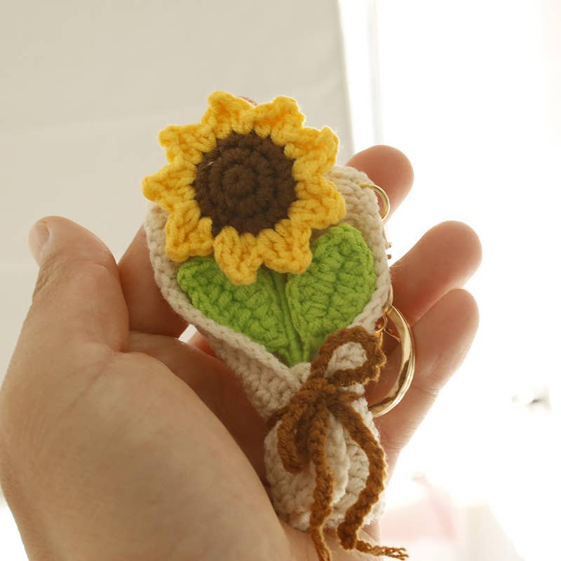 Tourtiwi - Wholesale Keychain - Women's - Handmade Crochet Tulip Daisy Sunflower Keychains0
