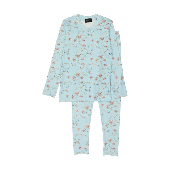 Blue Birdy Pajamas for wholesale by Cuddle and Coo
