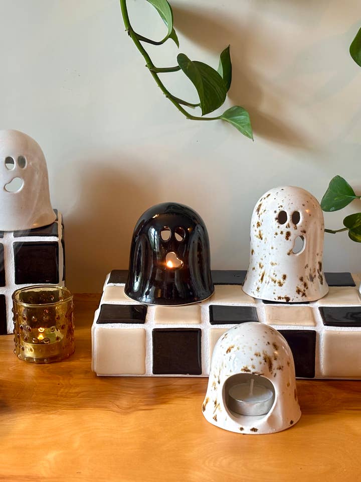 Conjunto com 6 Lanternas de Fantasma para Vela de Chá/Incenso, Tons Neutros por atacado de Castoe Pots