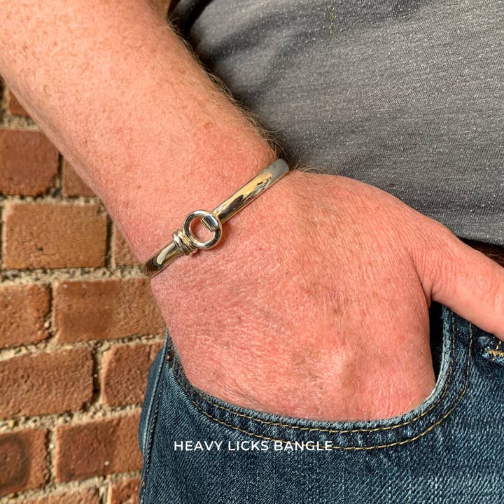 Pulseira Unissexo Prateada Heavy Licks para Pulso Grande por atacado de Mon Bijoux