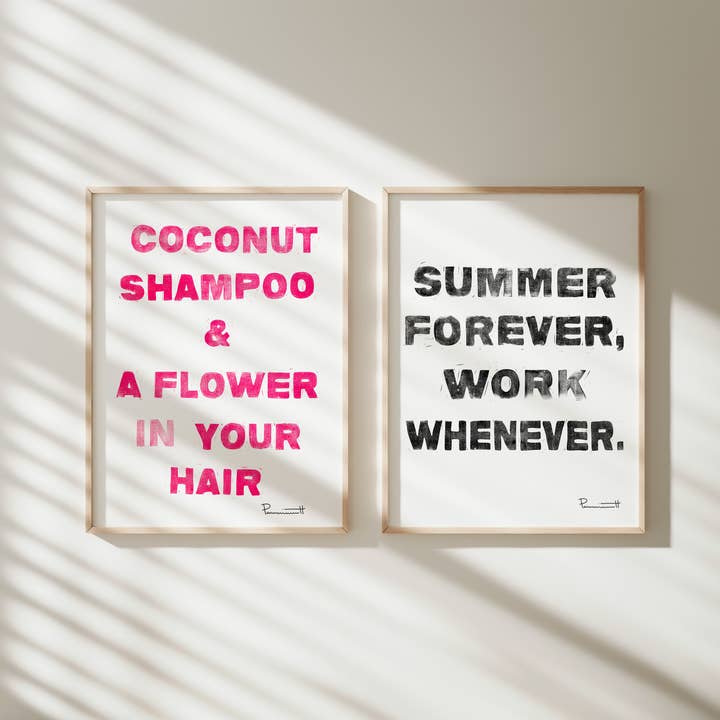 "Coconut Shampoo" - Linocut Fine Art Print for wholesale by Valerie Perreault Studio