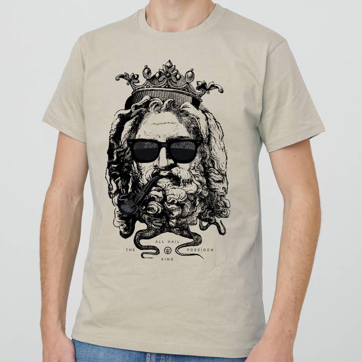inspira - Venta al por mayor Camiseta serigrafiada - Hombre - CAMISETA POSEIDON CREMA