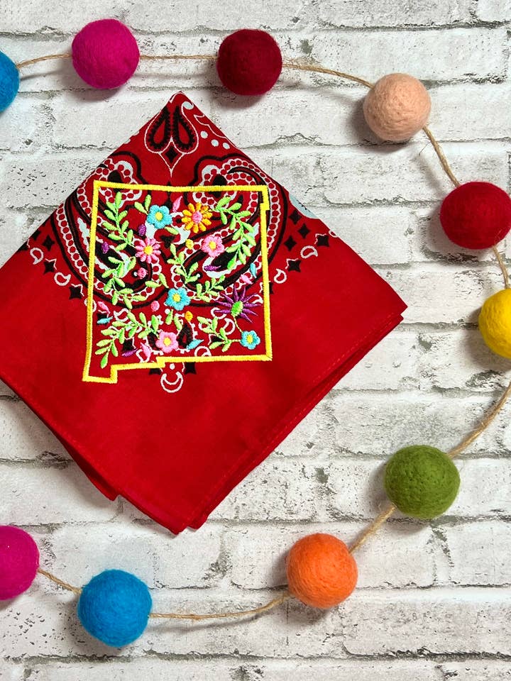New Mexico Floral Embroidered Bandana for wholesale by The Funky Soul