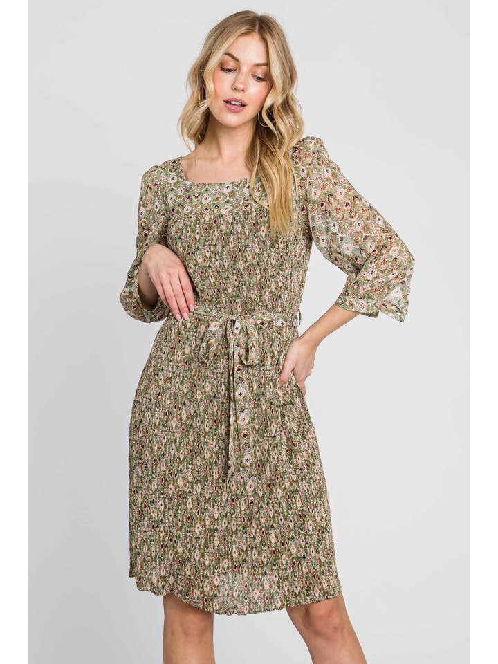 ELLEBORN - Wholesale Dress - Women's - Chiffon Pleated Dress 3334D