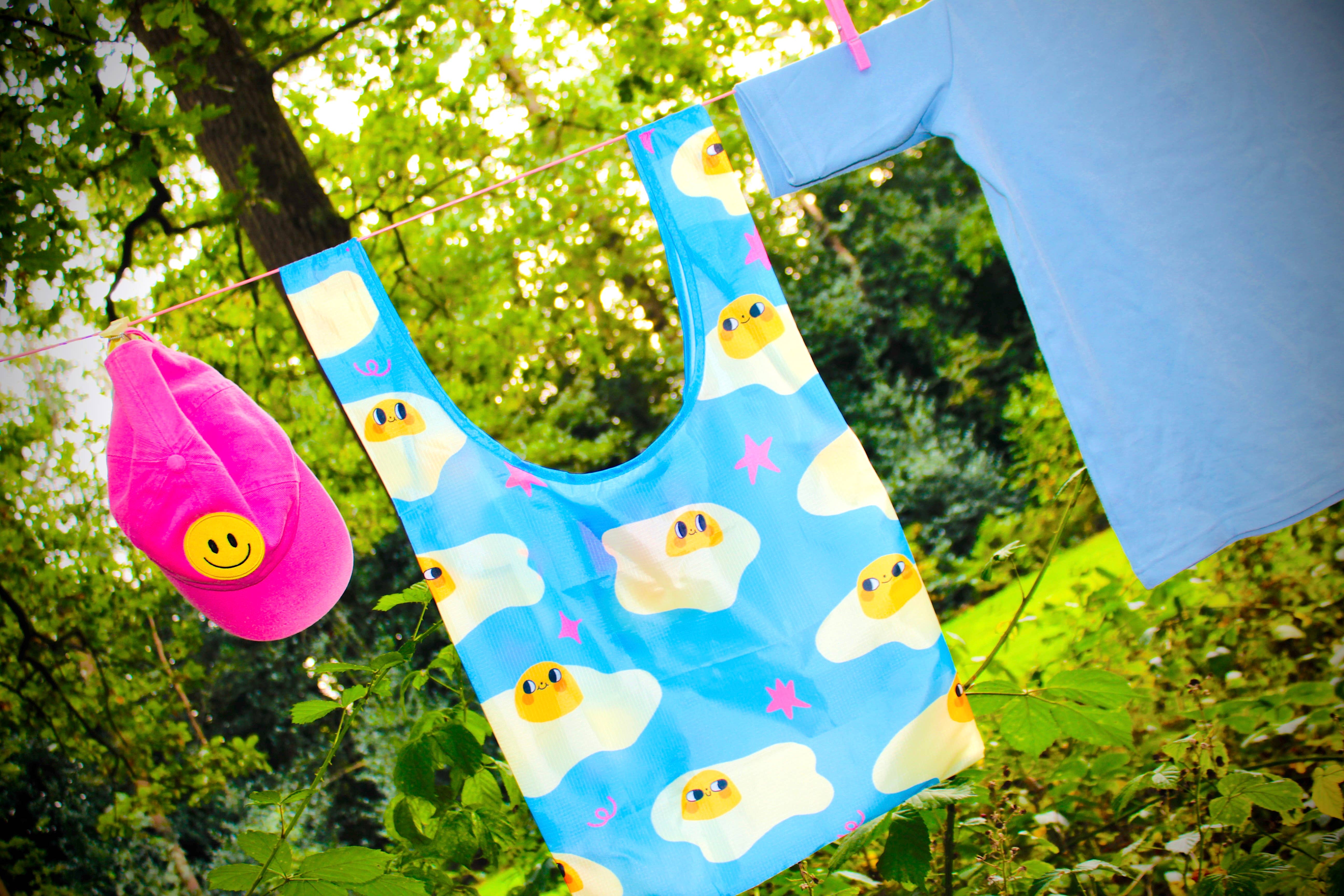 Bloemkolie – wholesale Livsmedels-/Shoppingväska – Omelett Återanvändbar Väska Söt Kawaii Återanvändbar Tygkasse3