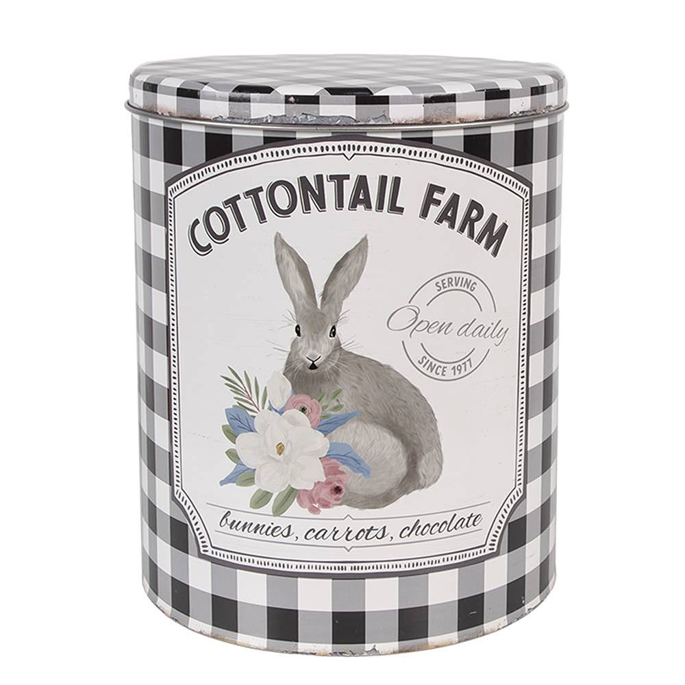 Clayre & Eef – wholesale Prydnadslåda – Clayre & Eef plåtlåda för förvaring Ø 20x24 / Ø 17x23 cm, vit och svart1